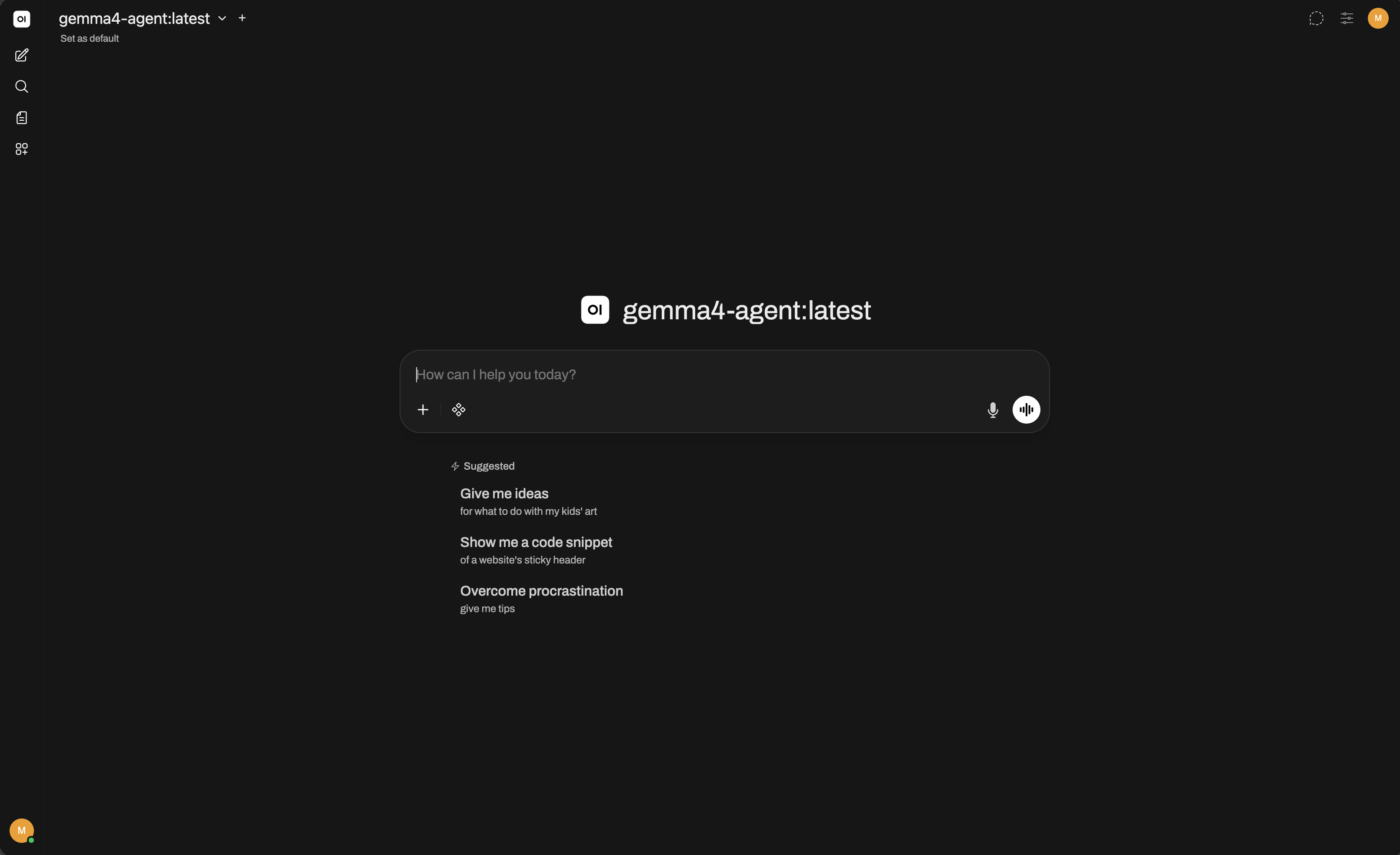 Open WebUI chat interface